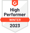G2 award - High performer winter 2023 - Akrivia HCM