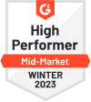 G2 Award - High Performer(Mid Market) Winter 2023 - Akrivia HCM