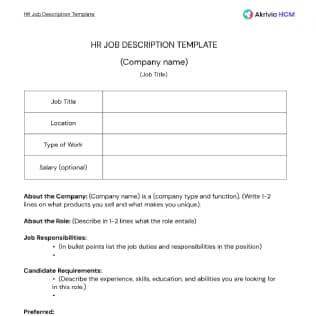 HR Job Description Template