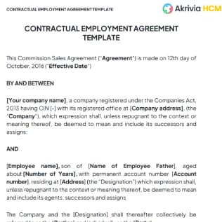 Contractual Service agreement template