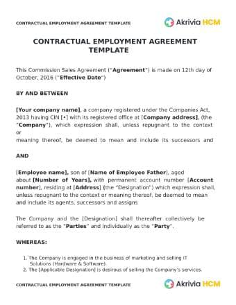 Contractual Employeement Agreement Template