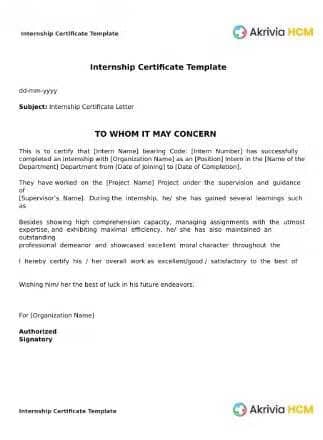 Internship Certificate Template