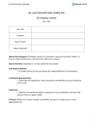 HR Job Description Template