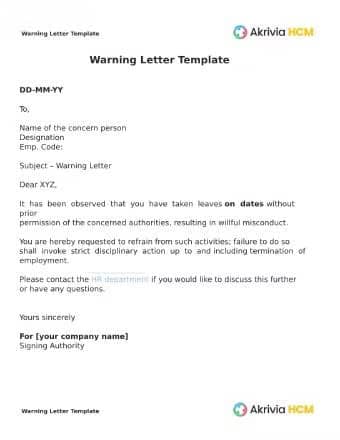 Warning Letter Template