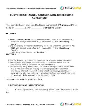 CUSTOMER CHANNEL PARTNER NON-DISCLOSURE AGREEMENT-pdf