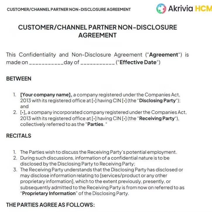 Customer/Channel Partner Template