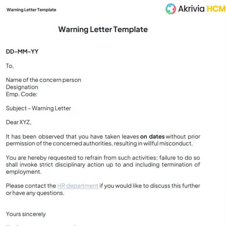 Warning Letter Template