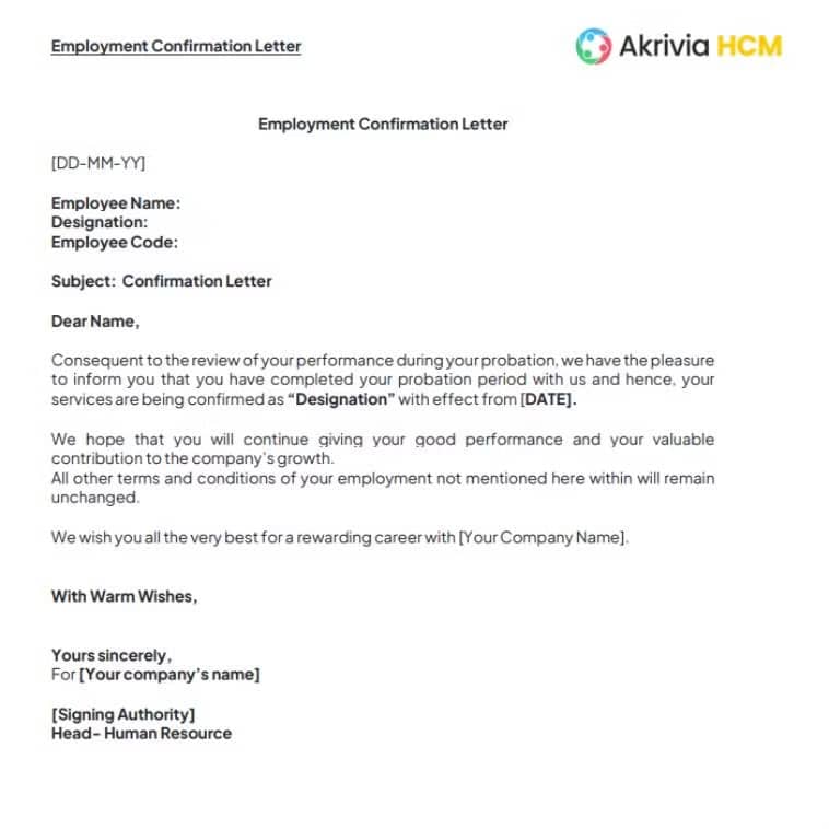 employee confirmation letter